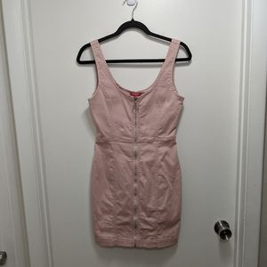 Guess Soft Pink Zip Front Sleeveless Mini Dress